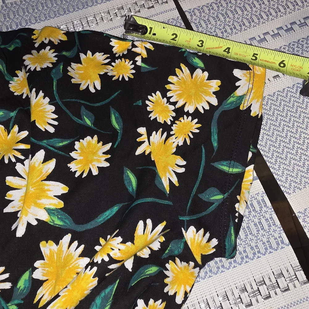 Zara Black Floral Top with Yellow and Green Accents - Picture 5 of 6